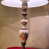 very elegant porcelain and bronze lamp, pull cord switch 50x30 very good e