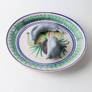 XXL vintage wall or collector's plate in ceramic - hand-painted fruit pattern, 3 figs - Sicily, Italy, 1960s - retro decoration, elegant gift idea