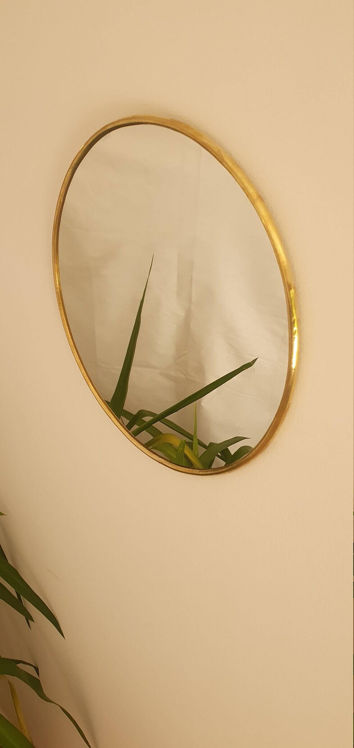 Miroir mural rond en laiton - fait main