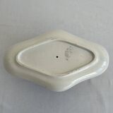 Antique sauce boat in earthenware – Grigny – blue floral decoration