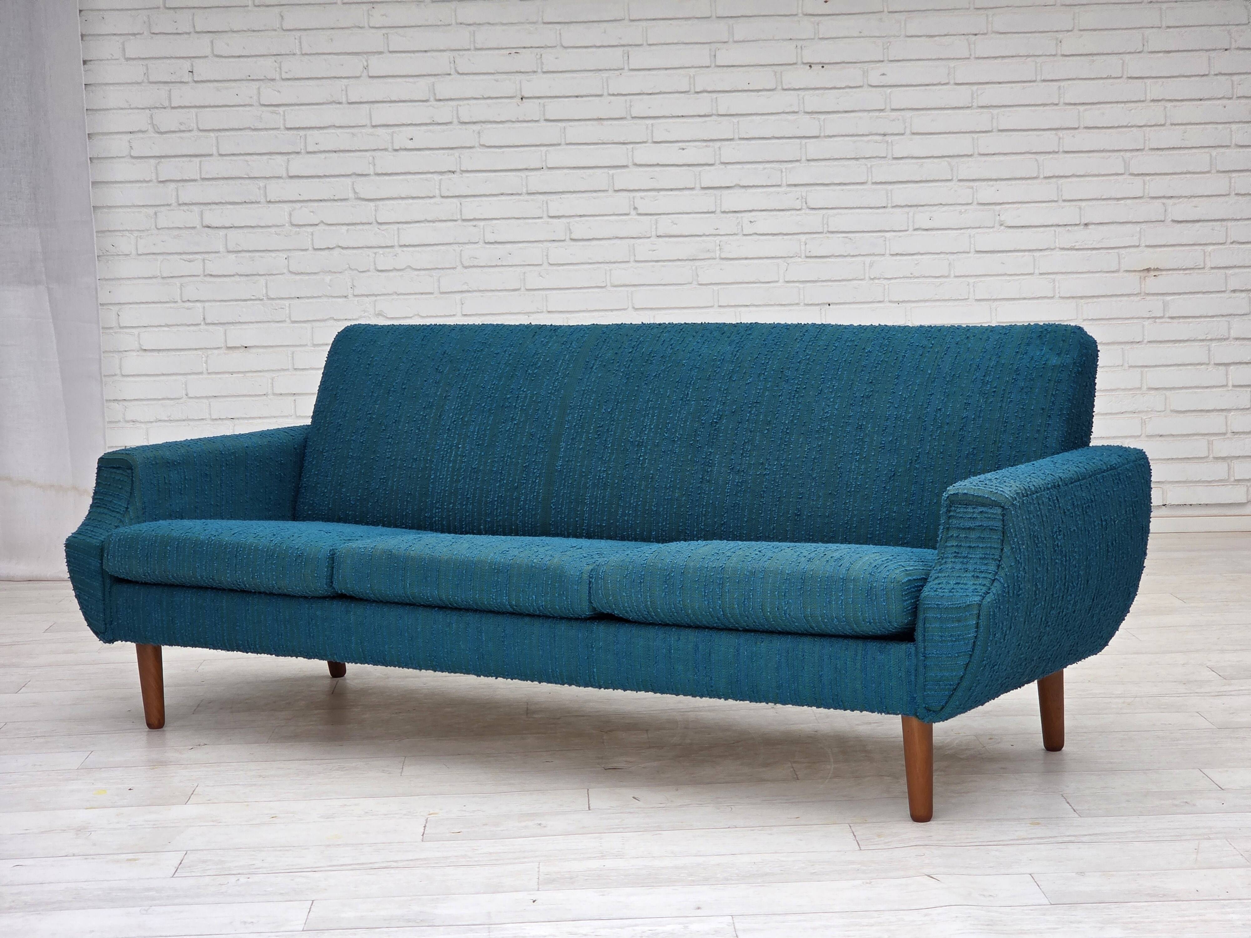 1970s, Danish 3-seater sofa, furniture wool, teak wood.