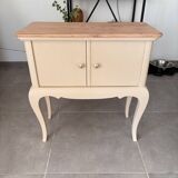 Small accent furniture / cream beige chest of drawers natural wood – chic style