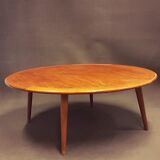 Round oak coffee table from H. Pander & Zn, the Netherlands 1950