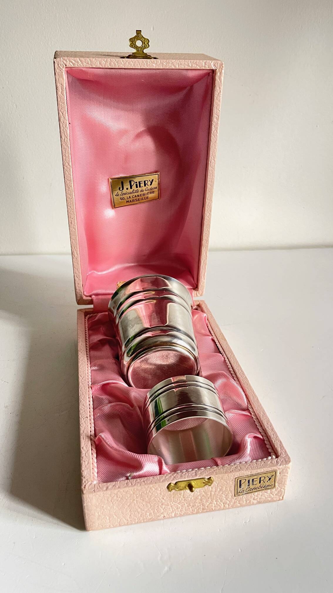 Silver-plated glass and napkin ring by UDNER