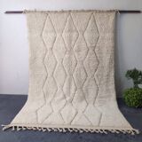 Authentic Beni Ouarain Rug, Ecru, Handmade in Soft Wool - 300x200cm