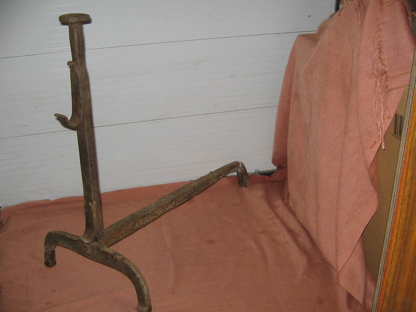 Old wrought iron andirons