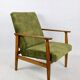 Vintage Green Olive Velvet Lounge Chair, 1970s