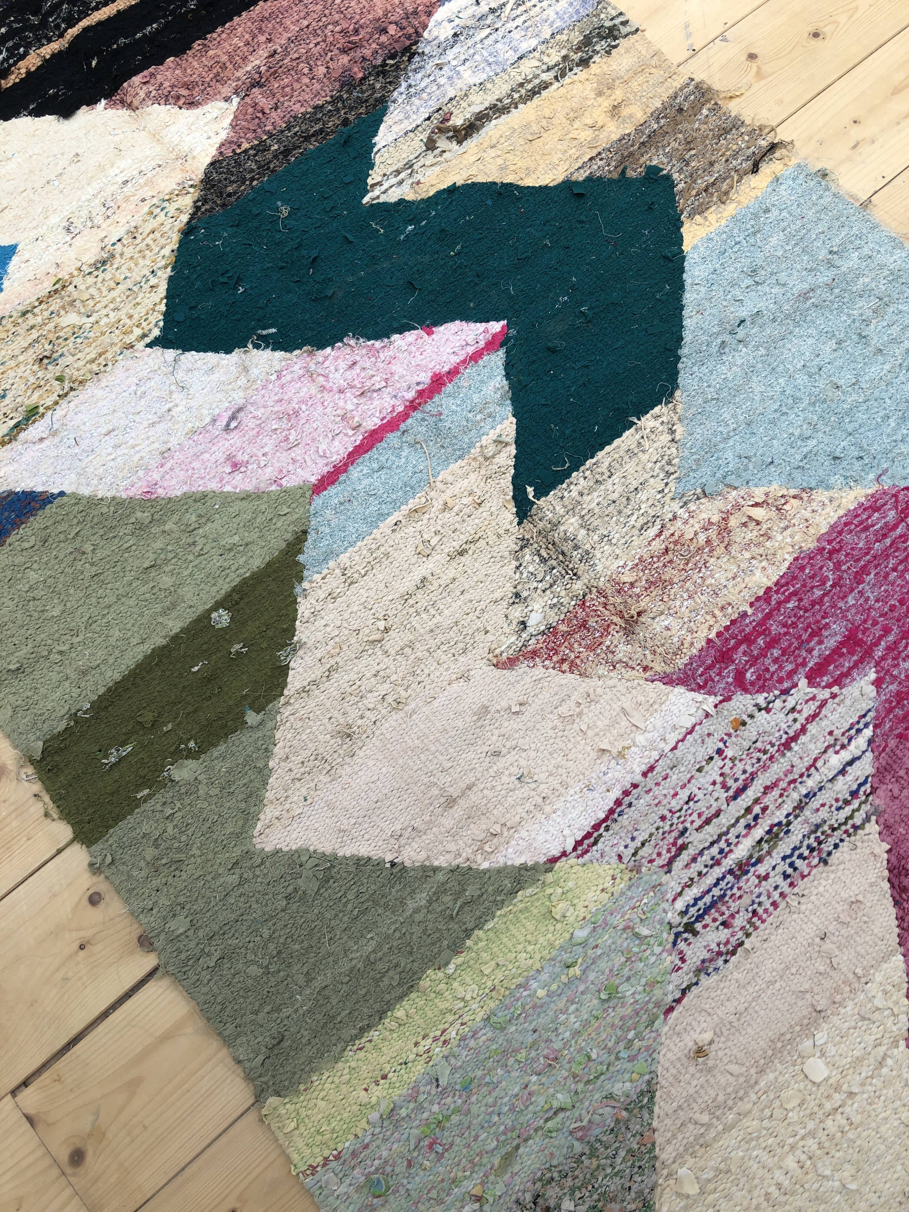 Moroccan Berber carpet Kilim Boucherouite 2, 03x1, 02m