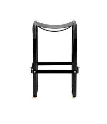 Pair of black metal stools without a backrest.