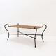 Vintage coffee table in wrought iron and woven rattan - 1970s