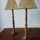 Pair of tall turned wooden lamps