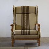 Vintage 1960s set of low & high back lounge chair oak, style of Henning Kjærnulf