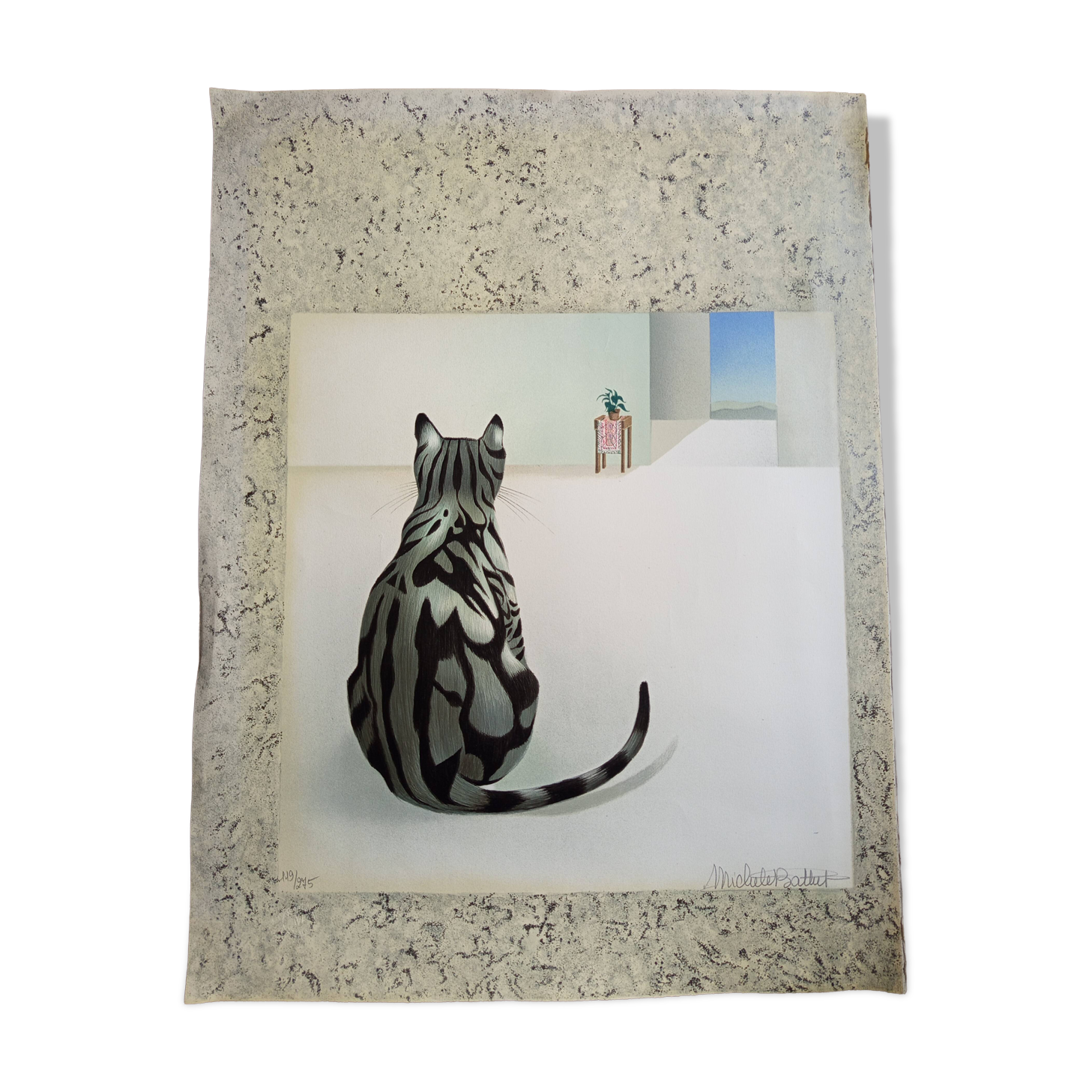 Lithograph "the beauty cat" Michelle Battut
