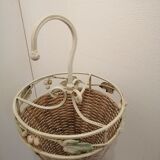 Umbrella holder in metal and wicker decor floral