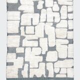 Moroccan Berber Beni Ouarain rug, ecru and black, 2.90x1.97m