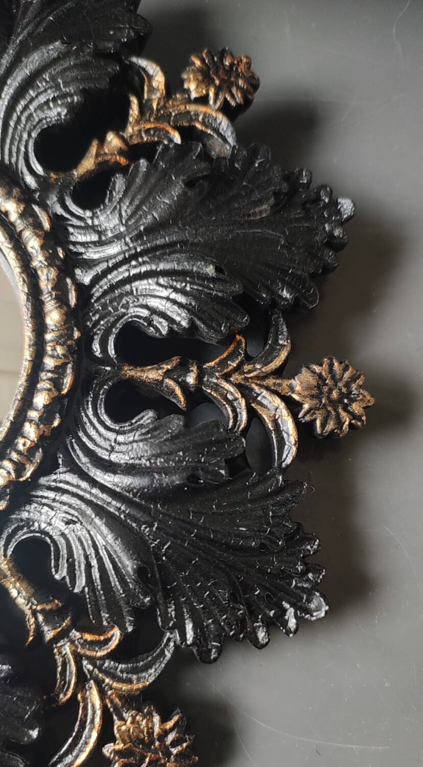Small Sun Mirror Witch's Eye Round In Resin Patina Black/Copper