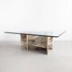 Italian marble coffee table with glass top 1970's