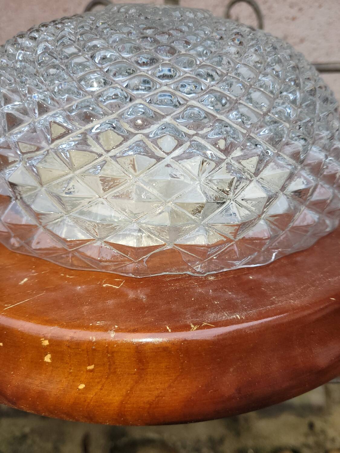 Round molded glass ceiling light