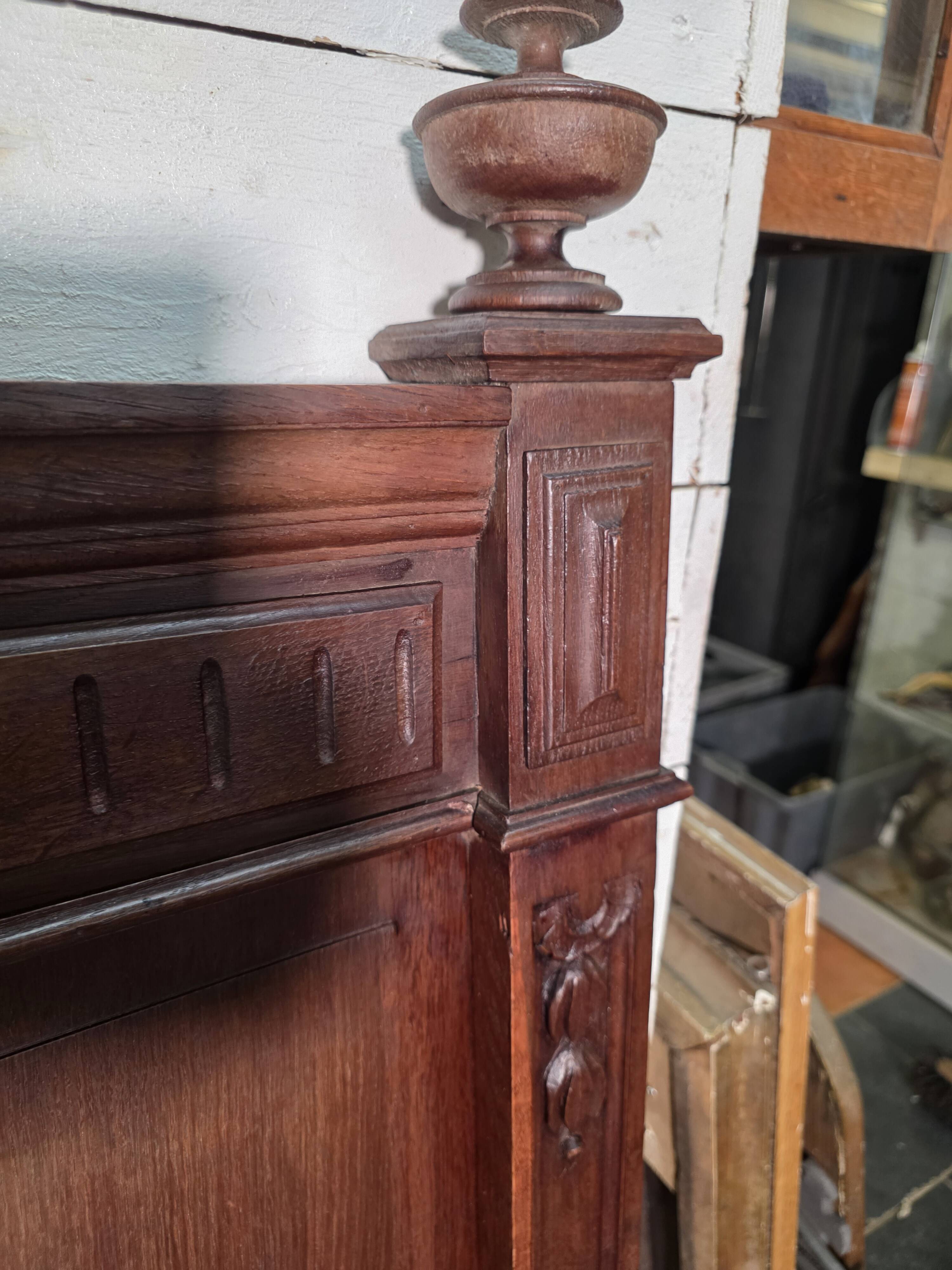 Antique solid oak headboard