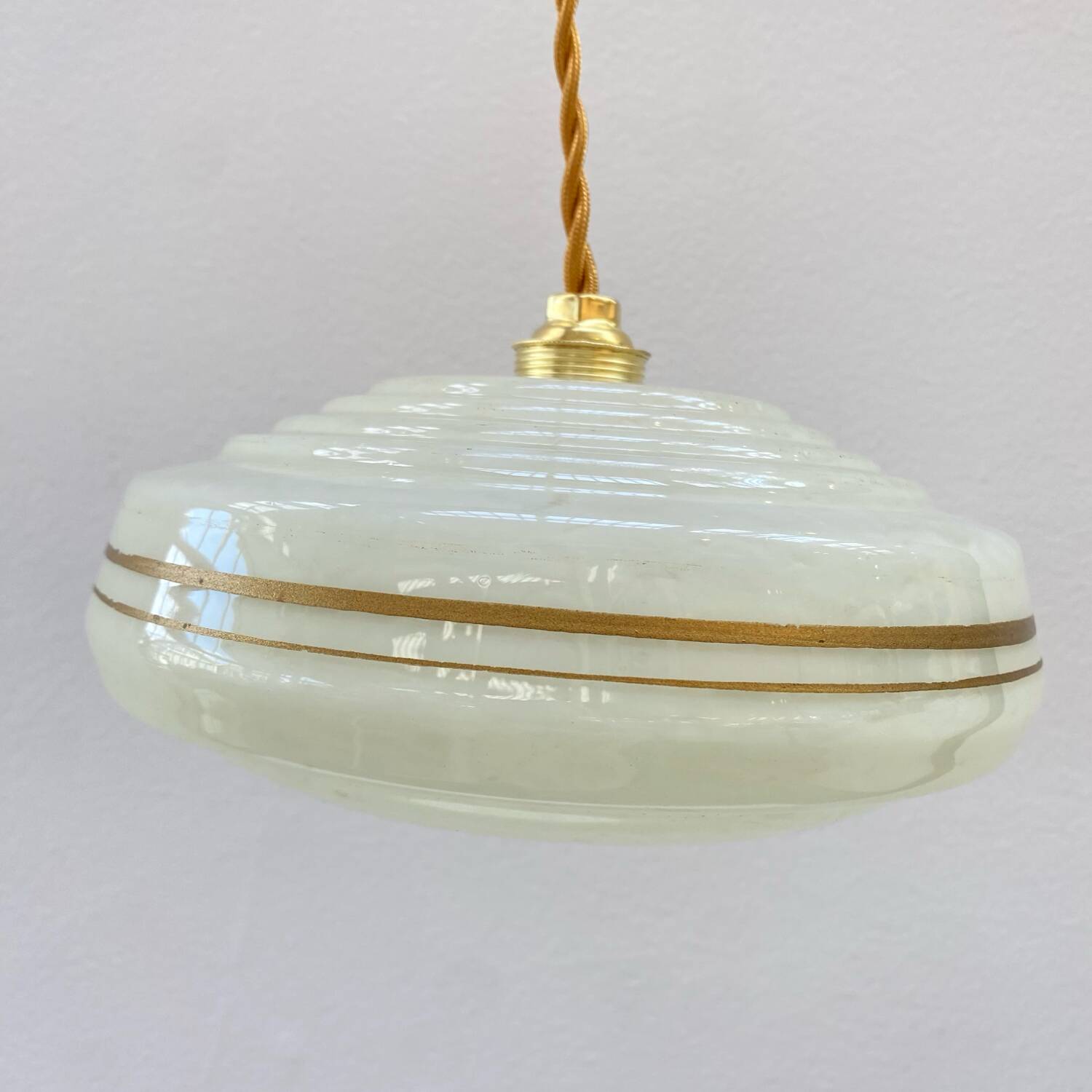 Pair of Art Deco Clichy glass pendant lights