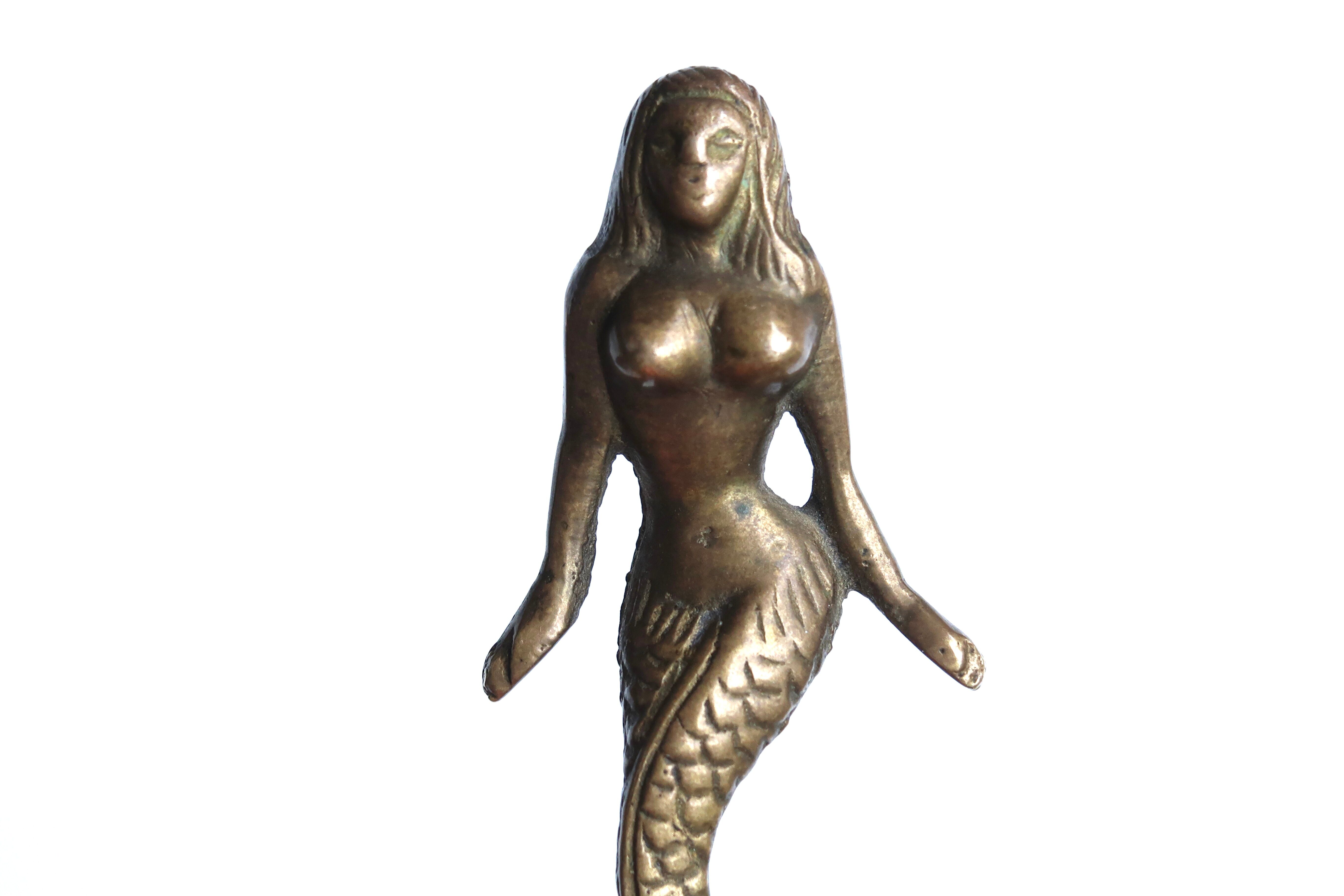 Brass mermaid bottle opener, 60s