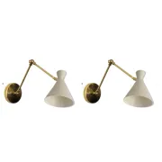Pair of Italian wall lights in the style of the 1950s.