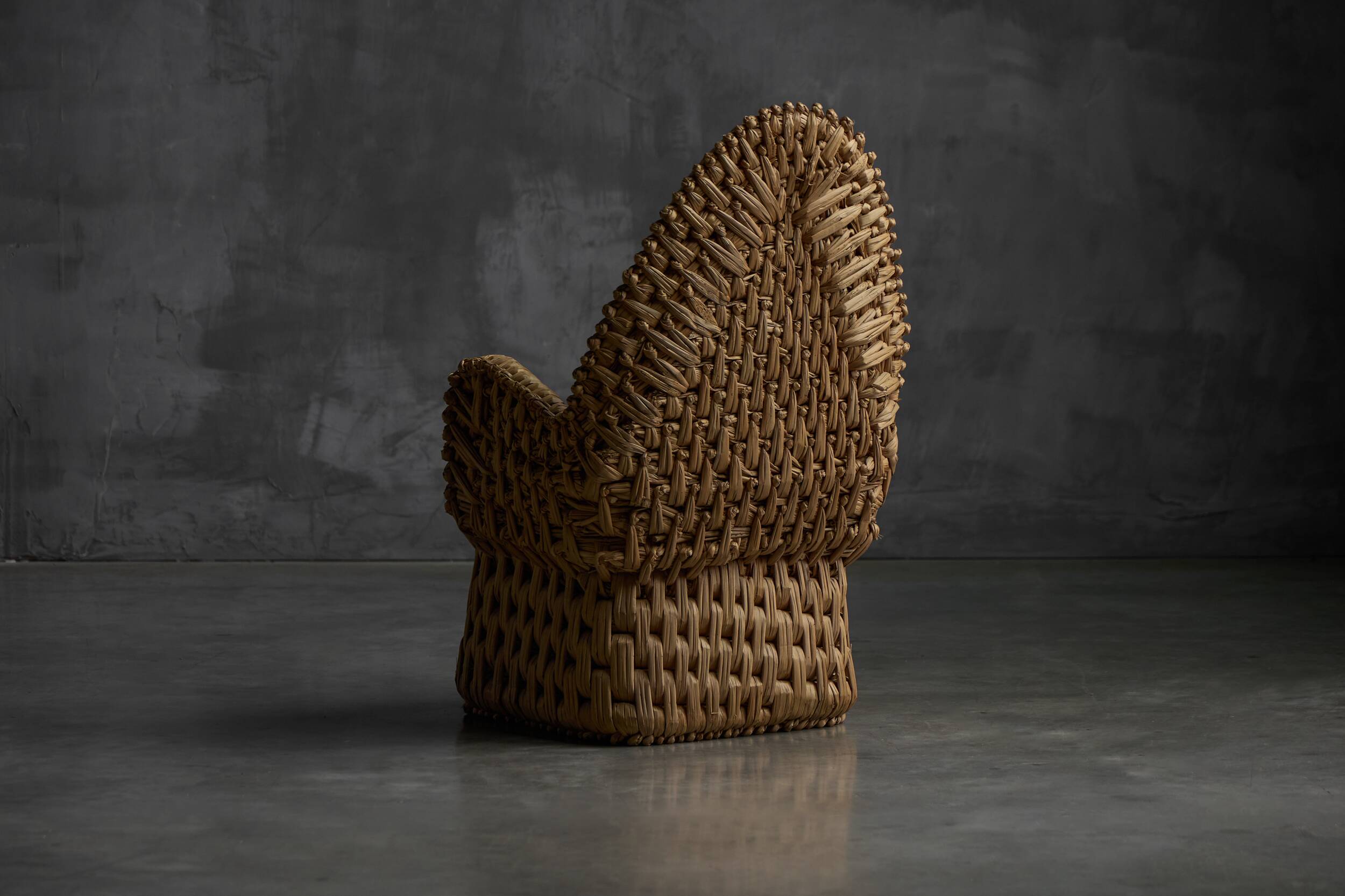 Vernacular Woven Straw Armchair, France, Early 20th Century