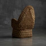 Vernacular Woven Straw Armchair, France, Early 20th Century