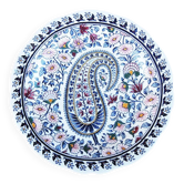 Ancienne assiette à dessert en céramique Gien – décor cachemire