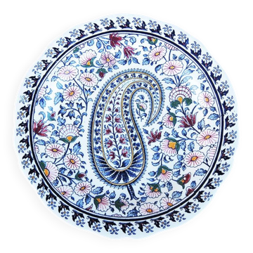 Ancienne assiette à dessert en céramique Gien – décor cachemire