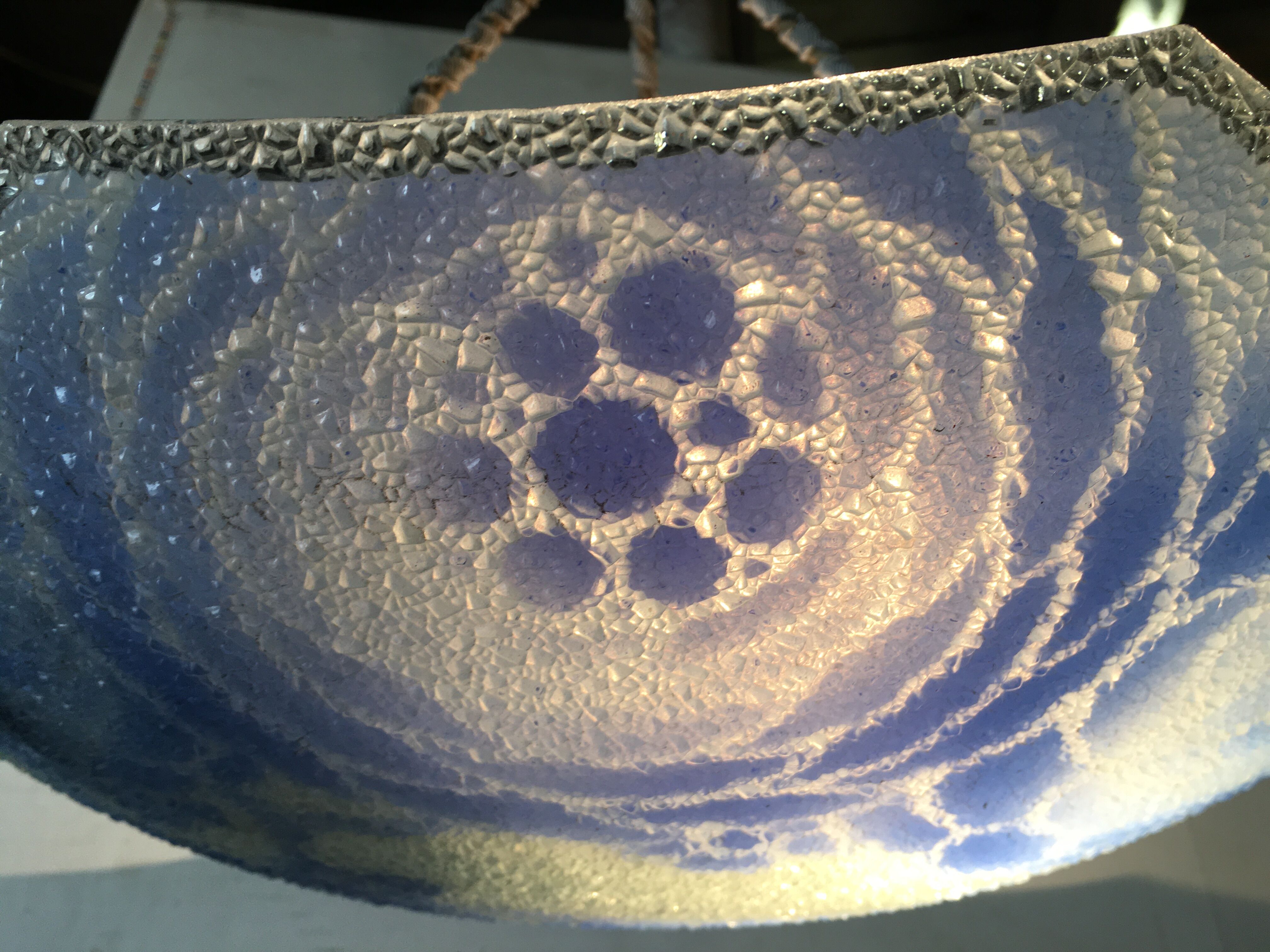 Art deco pendant lamp in blue granite glass