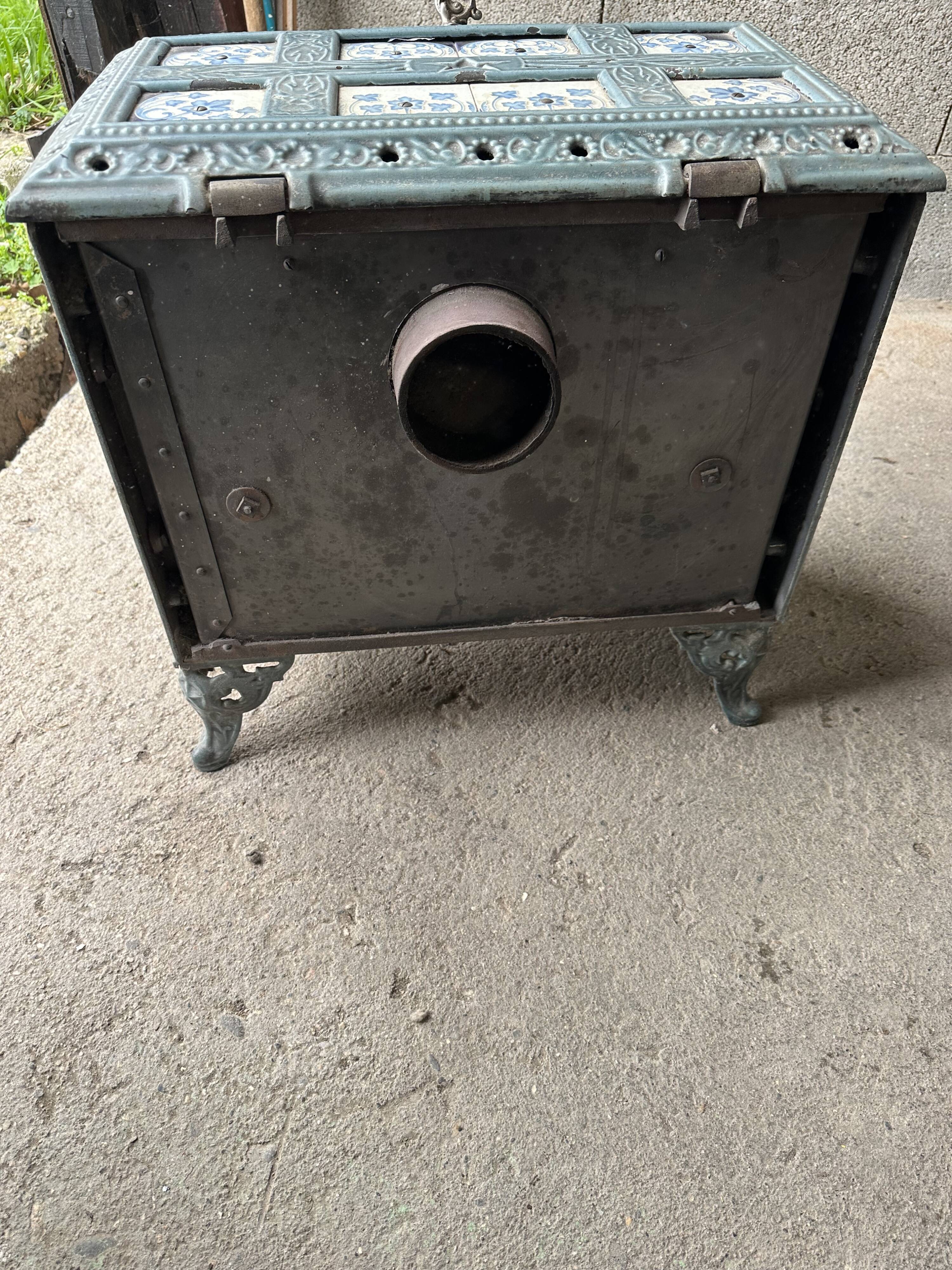 Enamelled cast iron wood stove and earthenware Mirus