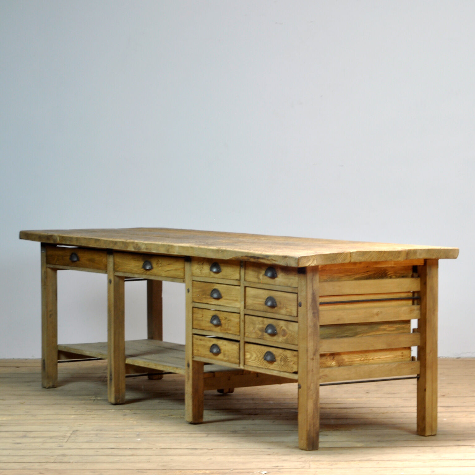 Industrial wooden worktable, 1980's