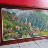 Mountain landscape painting Haute savoie La vacheresse