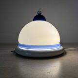 Vintage glass blue and white wall lamp sconce , 1970s