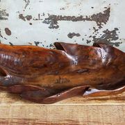 Coupe feuille en bois massif sculptée XXL ancienne