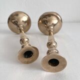 Bougeoirs chandeliers anciens balustre en laiton cuivre