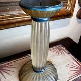Art Deco Frosted Acrylic and Verdigris Brass Pricket Candleholder