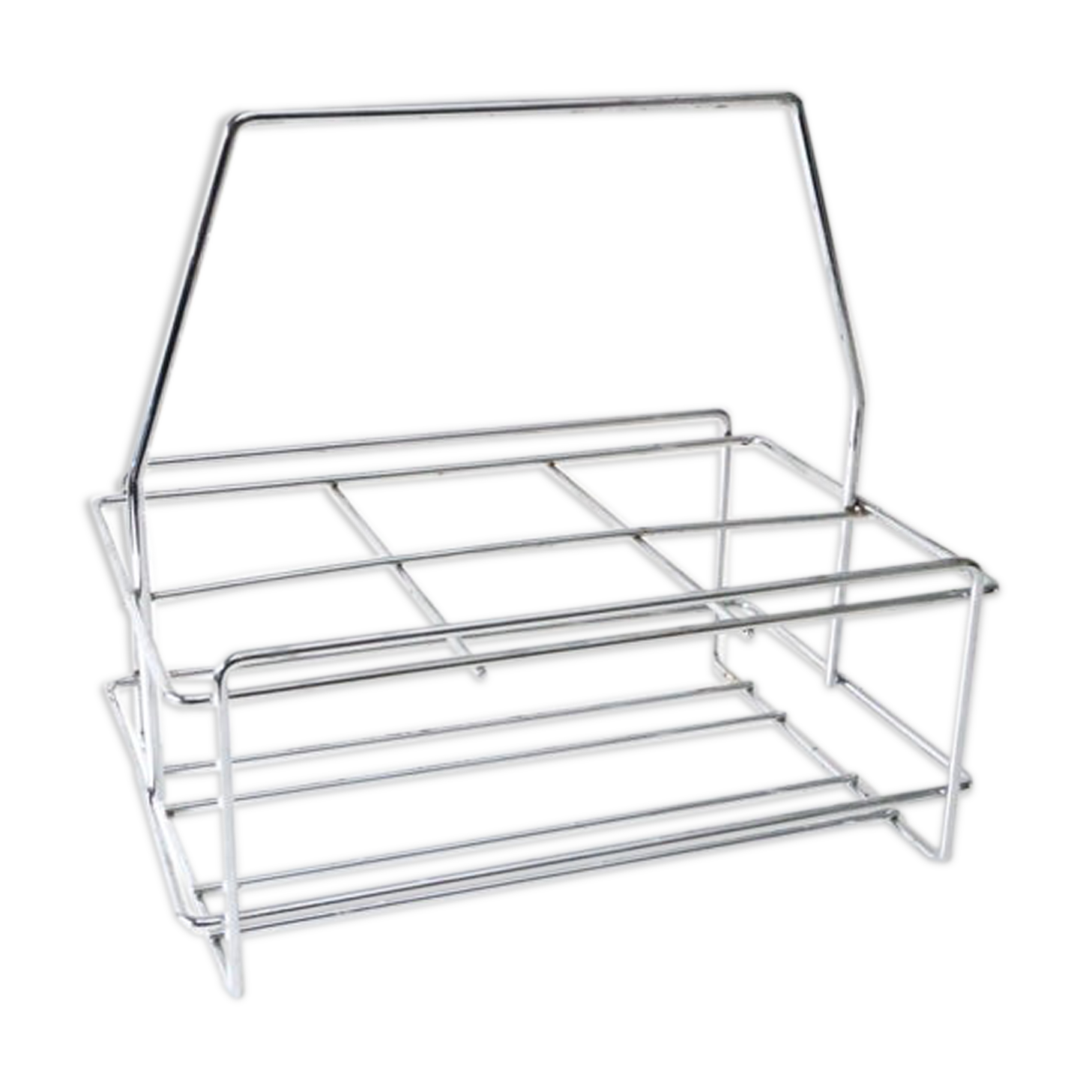 Chrome metal bottle holder, 1970