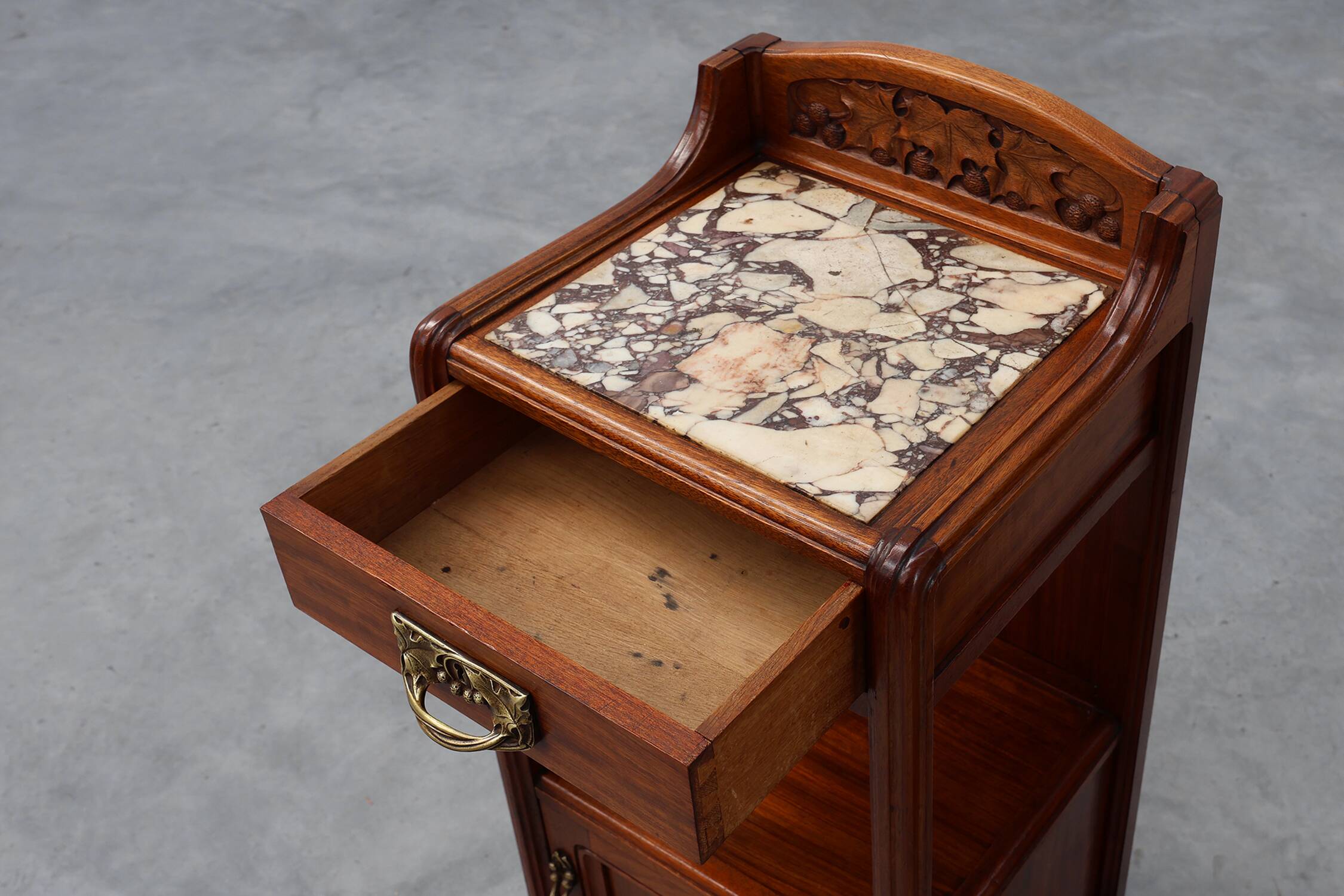 Pair Art Nouveau Nightstands with marble top by Paul Alexandre Dumas, Franc