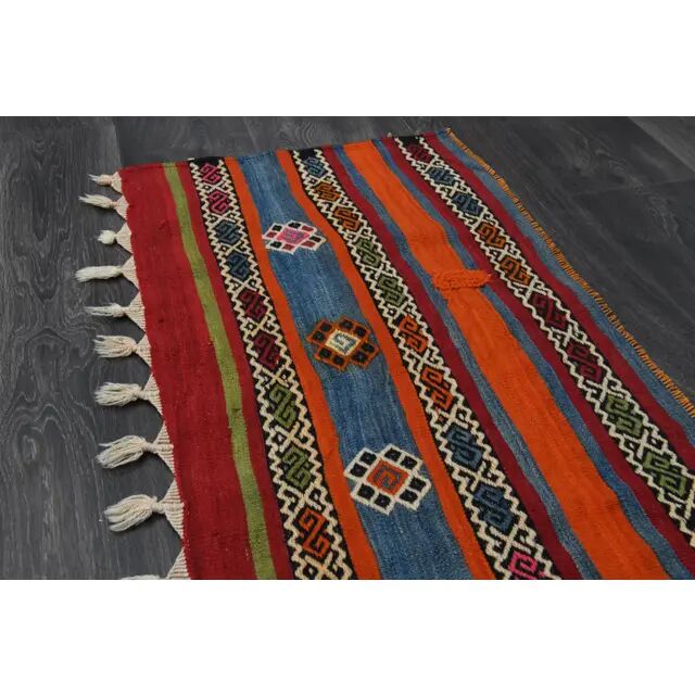 Vintage Turkish Oushak Handmade Wool Cotton Red Runner Rug 53x171