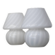 Pair of vintage mushroom table lamps - 1960s - swirled Murano glass - Italian design
