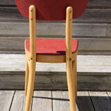 5 chairs light beech skaï red 1950