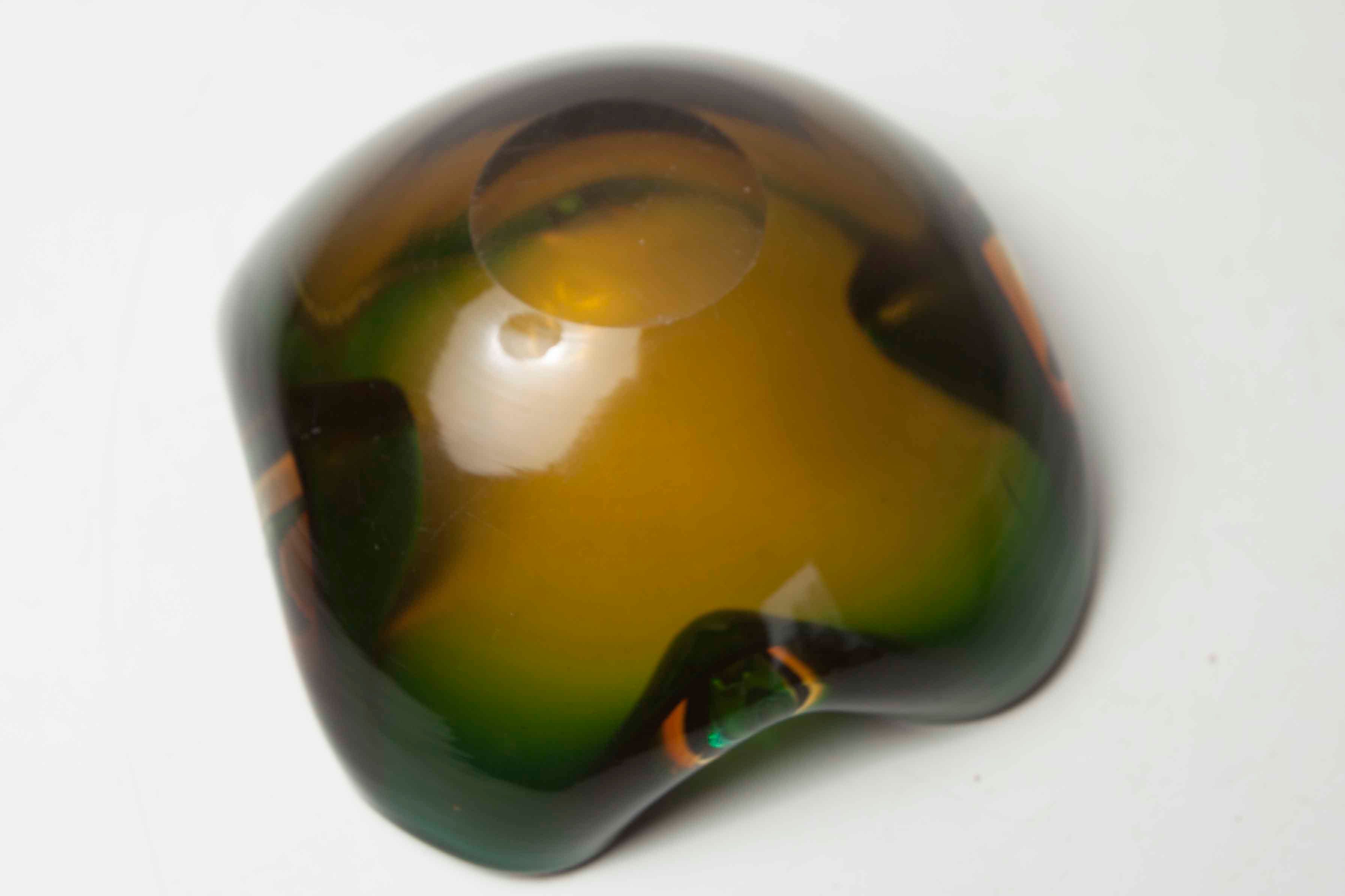 Murano 60's green and yellow ashtray