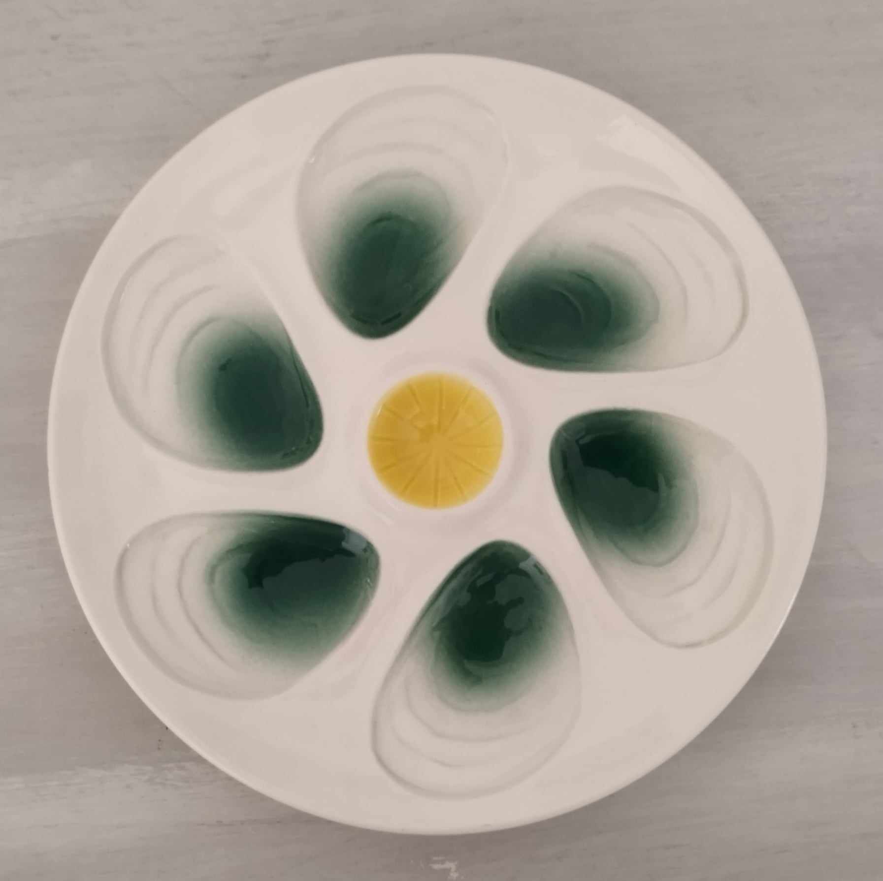 Plates Oysters Shellfish Seafood Earthenware Salins Vintage