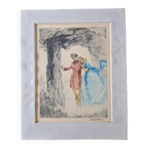 Georges Villa (1883-1965) - Colour lithograph - Gallant scene
