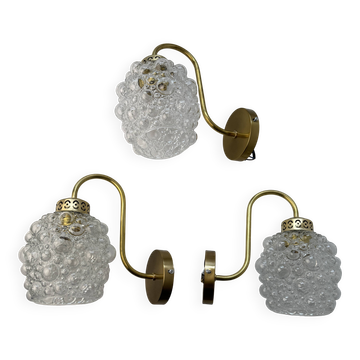 Lot 3 ancienne appliques en verre bulle vintage