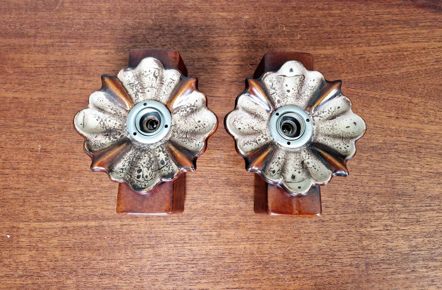 Paire d'appliques vintage en céramique, années 70