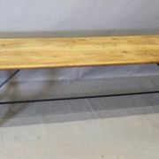 Large Industrial Console Walnut Top Cast Iron Base