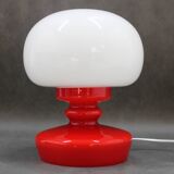 1970s Stepan Tabery Red Glass Mushroom Table Lamp, Czechoslovakia
